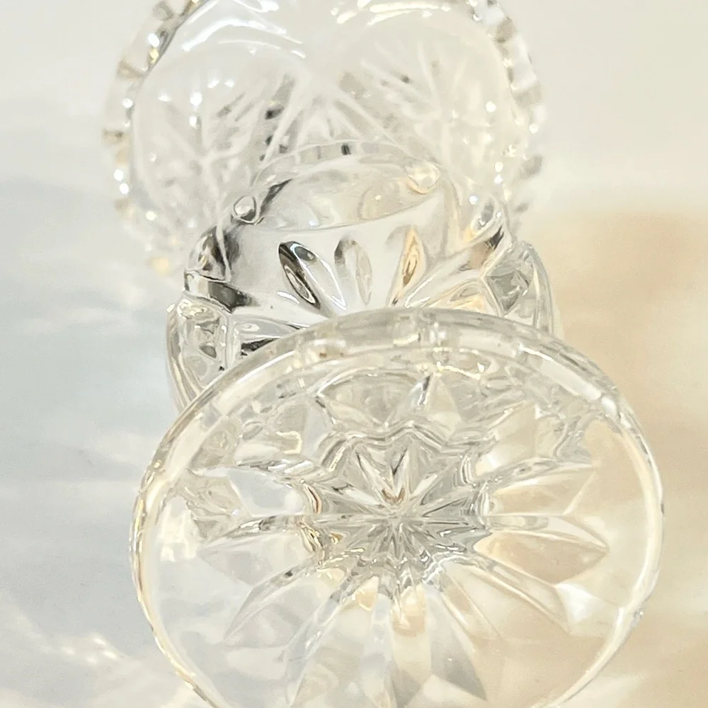 VTG Kristal Zajecar Yugoslavia Lead Crystal Clear Glass Footed Bud Vase 4.2 in